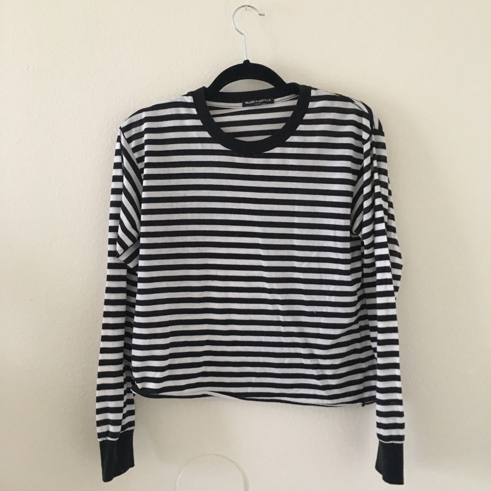 Brandy Melville black and white stripped tee